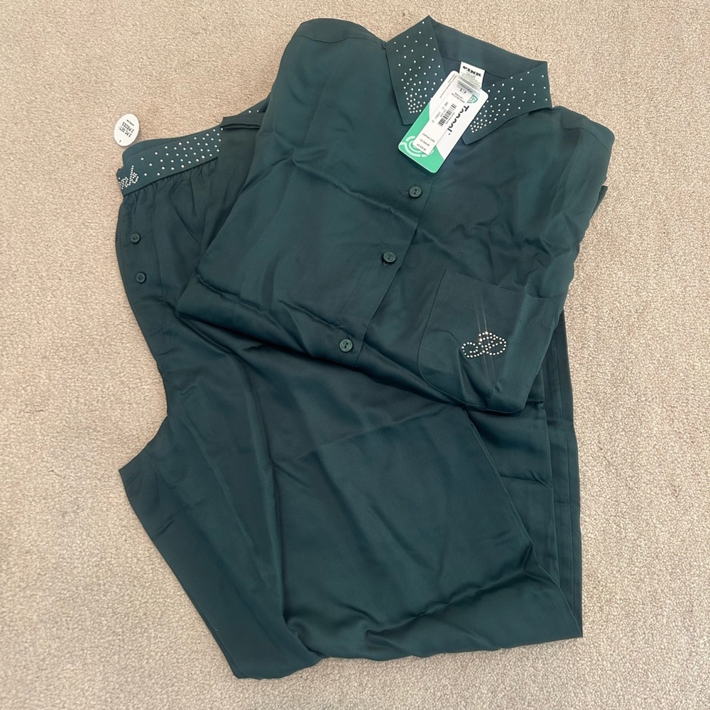 Dark Green Pajama Set Collar